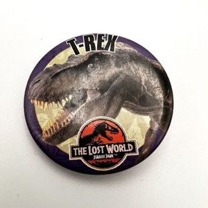 Vintage 1997 Jurassic Park The Lost World Button Pin Back Tyrannosaurs T- Rex